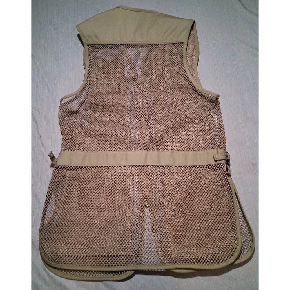 Vtg Bob Allen Vest Mens Size Med Tan Shooting Hunting Bird Trap Padded Shoulder - Picture 4 of 6